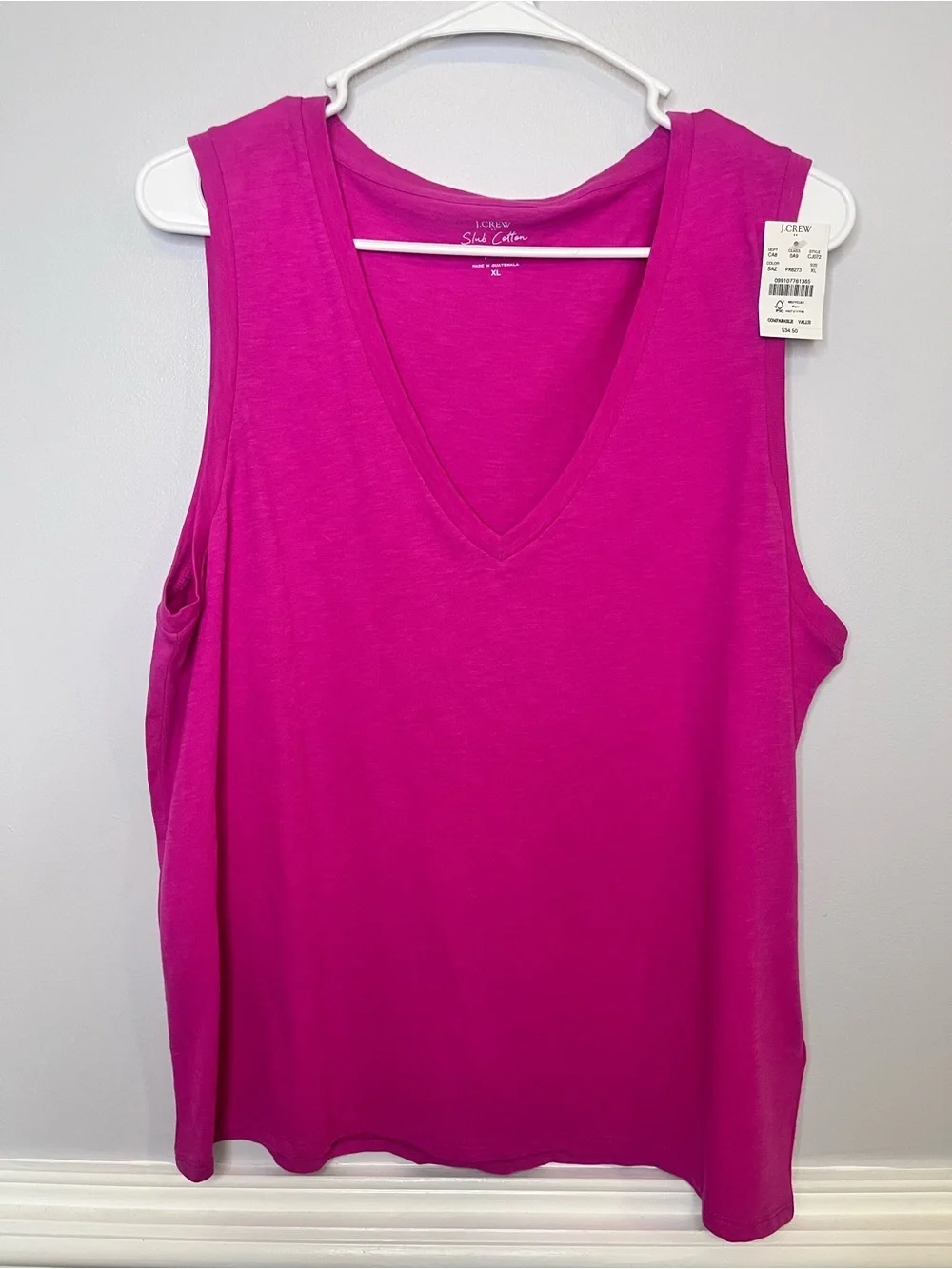J. Crew Bright Fuchsia V-Neck Sleeveless Tank